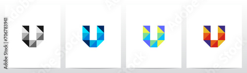 Square Triangle Geometric Colorful Mosaic Letter Logo Design U