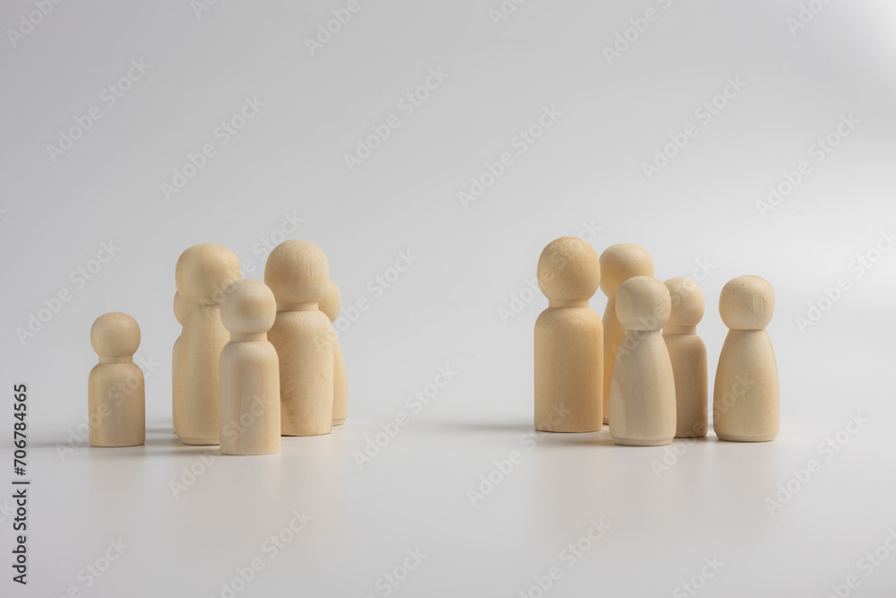 The family image, the wooden dolls in white background