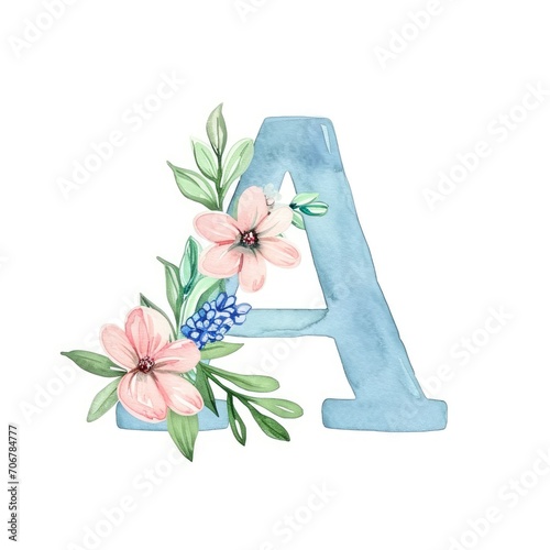 Wallpaper Mural Watercolor cottagecore alphabet letter A, isolated on a white background Torontodigital.ca