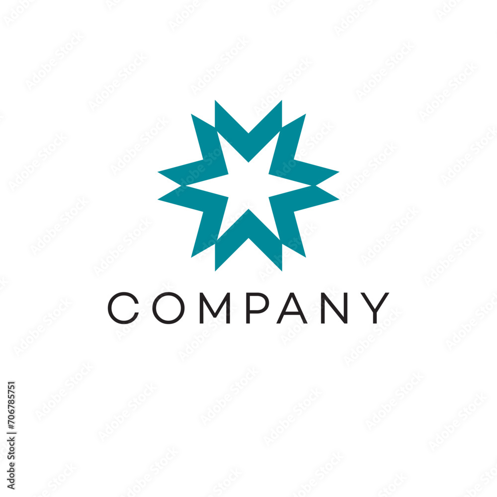 Star aero direction links communication collaboration logo design vector