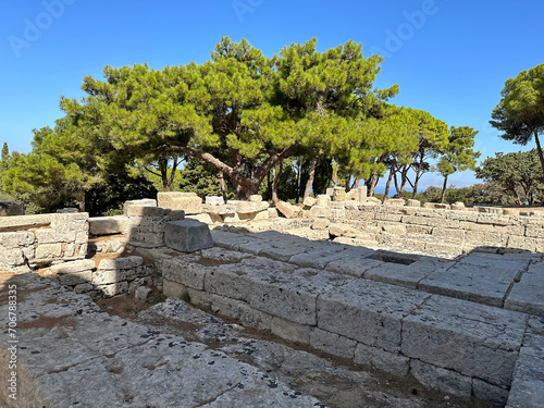 The foundations of the temple of Athena Polias and Zeus Polieus on Mount Filerimos photo