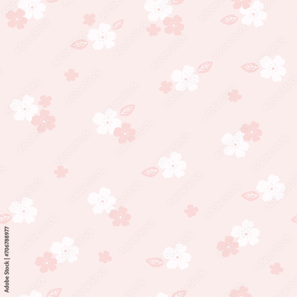 Vector seamless pattern with cherry blossom flowers