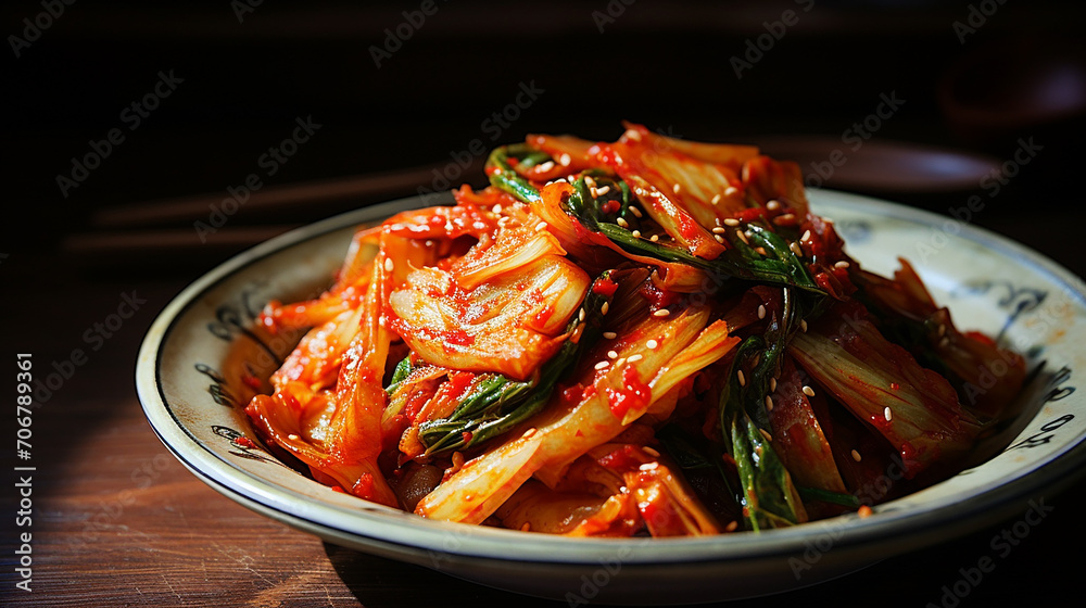 fresh kimchi. korean traditional food concept fresh kimchi. korean traditional food concept