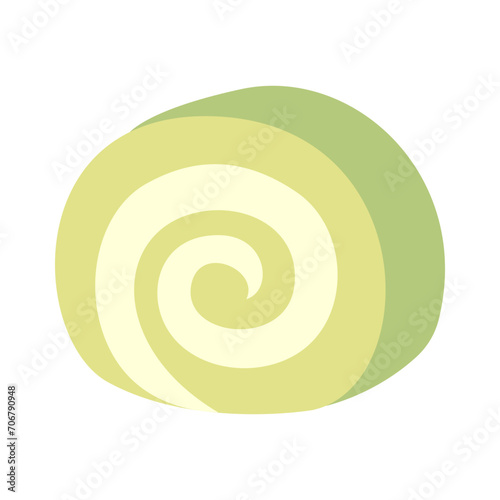 vector illustration of a piece of matcha swiss roll cake on white for banners, cards, flyers, social media wallpapers, etc.