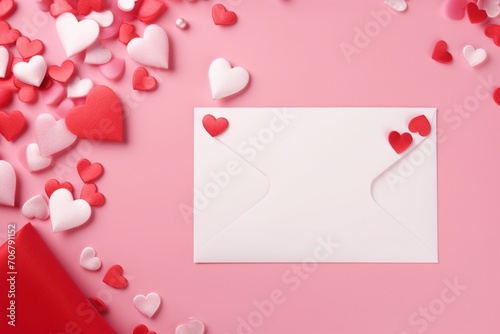 Valentine hearts with red paper envelope © tigerheart