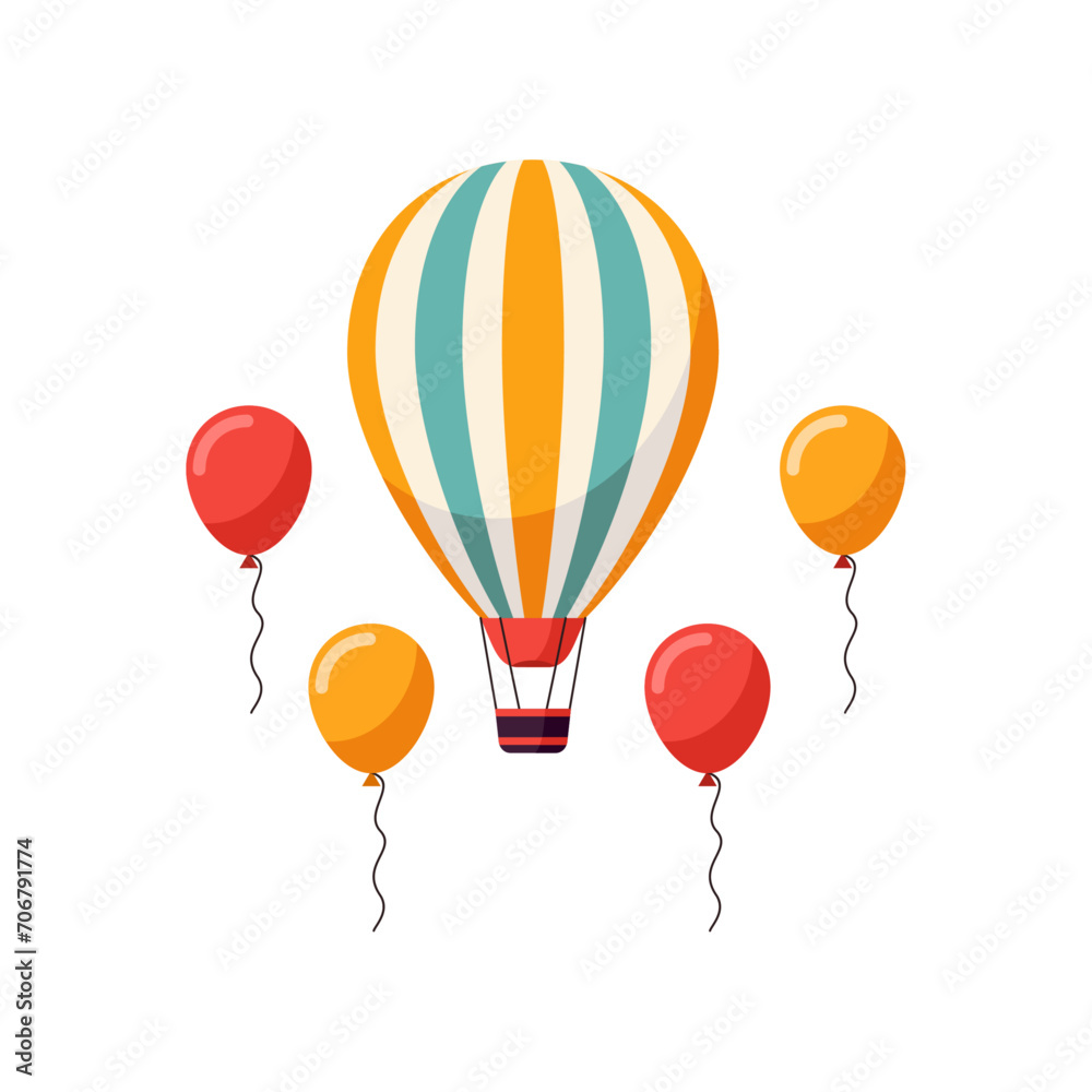 Flat Illustration of Thanksgiving Parade Balloons for Thanksgiving Illustration Them, Isolated on a White Background.