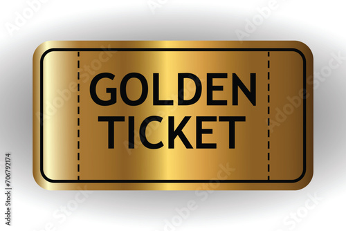 Realistic golden raffle ticket icon symbol flat style illustration