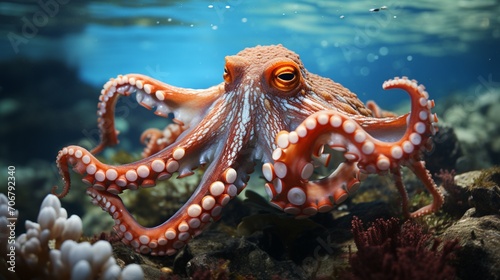 Octopus sea marine underwater tentacle animal © Montalumirock