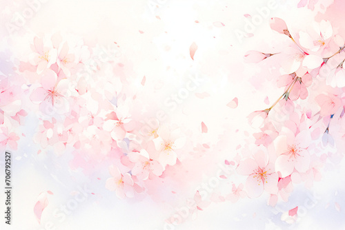 桜の水彩画 ふわふわ優しい手描き風イラスト