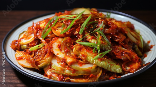 green onion kimchi korean food
