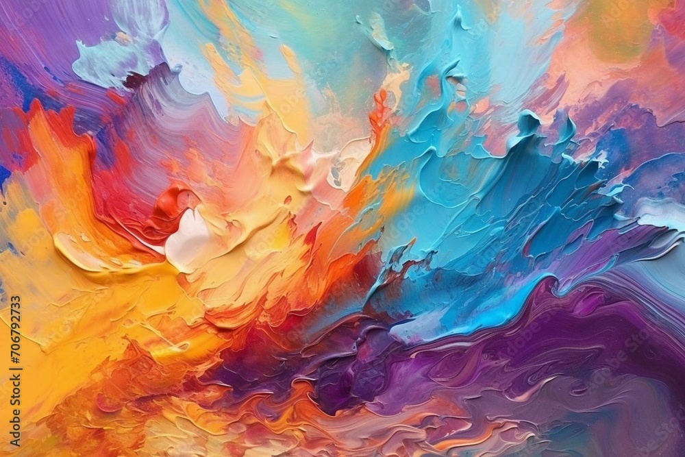 Abstract painting with vibrant colors and fluid brushstrokes. Generative AI