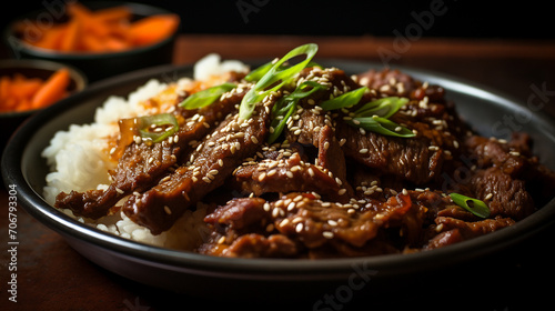 homemade barbecue korean beef bulgogi with rice