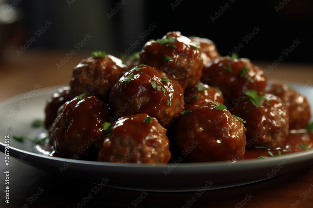 Plate of meatballs generative AI Plate of meatballs generative AI