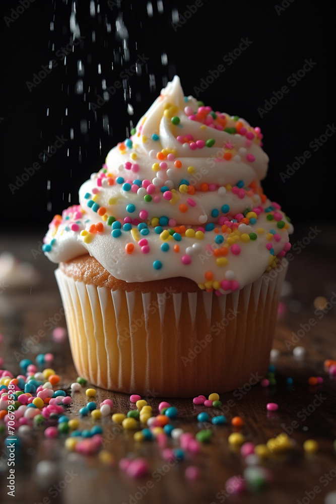 Cupcake with sprinkle generative AI Cupcake with sprinkle generative AI