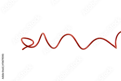 red wire cable of usb and adapter isolated on white background.Selection focus.