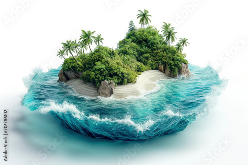 piece of aquarium or ocean with landscape. island paradise isolated, travel and tourism