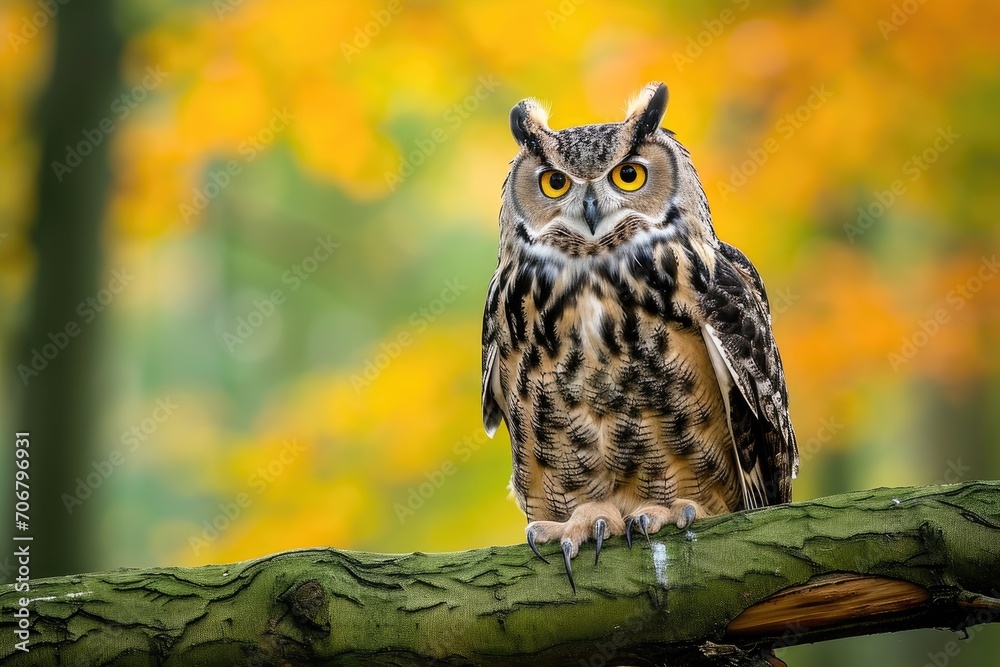 An old, wise owl perched on a tree branch An old, wise owl perched on a tree branch