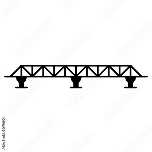 Truss bridge silhouette vector. City bridge silhouette can be used as icon, symbol or sign. Truss bridge icon vector for design of architecture, highway or city photo