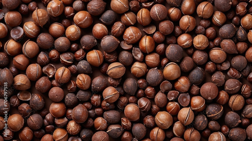 Macadamia nuts pattern texture background, top view, flat lay. Macadamia nuts pattern texture background, top view, flat lay.