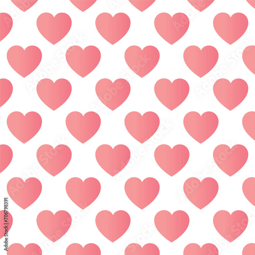 Vector pattern pink hearts decoration  flat icons on white background for Valentines Day holiday or Weddings. Holiday seamless pattern design  backgrounds  prints