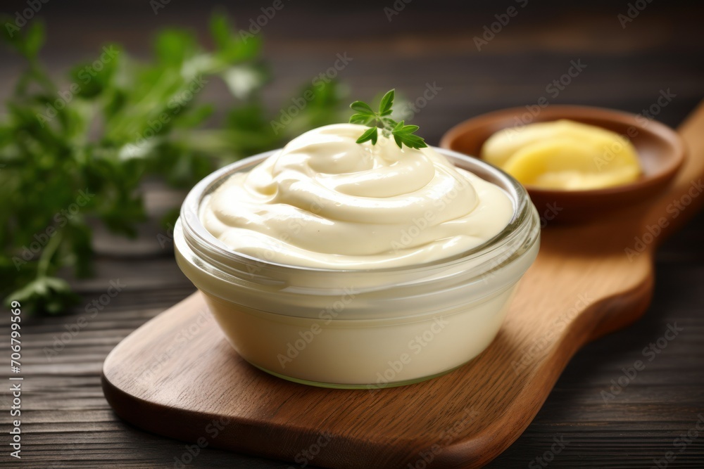 Yummy mayonnaise on the table Yummy mayonnaise on the table