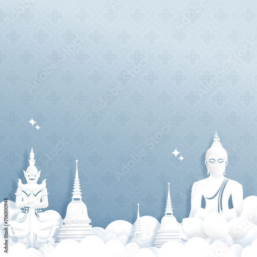 Paper Cut Style Of Thailand Landmark, Bangkok Landmark. Vector Illustration