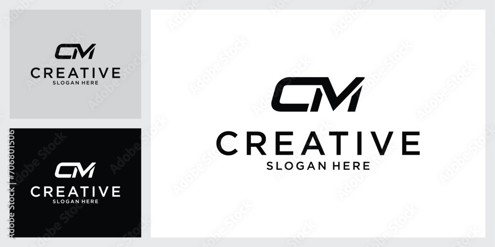 CM or MC initial letter logo design vector