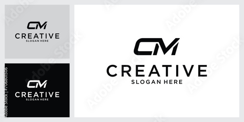 CM or MC initial letter logo design vector