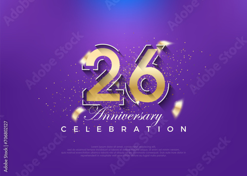 Gold number 26th anniversary. premium vector design. Premium vector for poster, banner, celebration greeting. photo