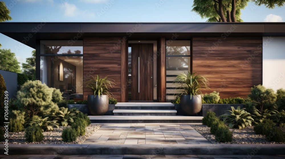 Obraz premium front door of a modern roadside house