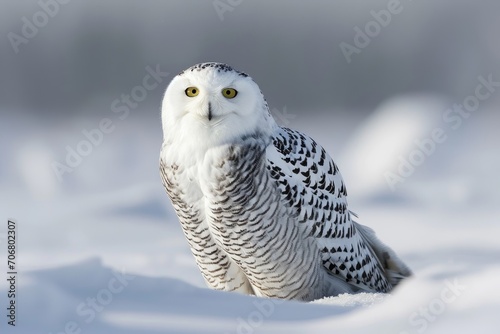 Snowy owl in a snowy landscape