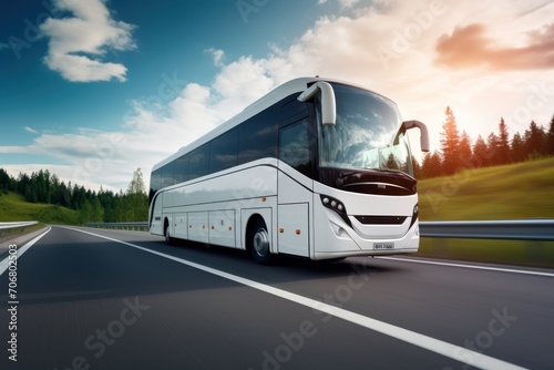 Touristic coach bus on highway road