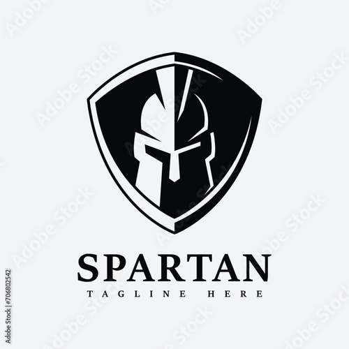 spartan silhouette character template logo illustration