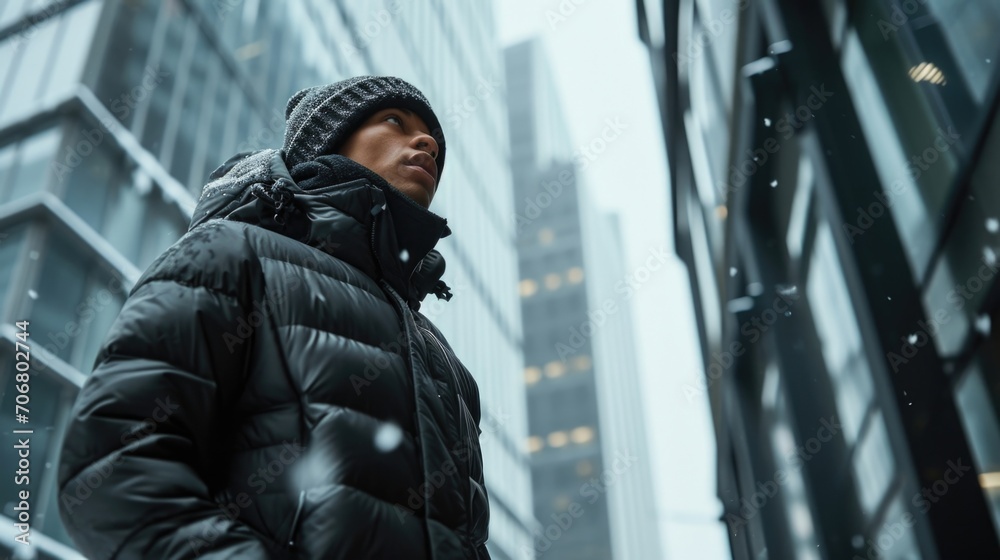 Take on the cold weather in style with a combination of an alpine down jacket, thermal crew neck and softshell climbing leggings for a chic and functional look. Take on the cold weather in style with a combination of an alpine down jacket, thermal crew neck and softshell climbing leggings for a chic and functional look.