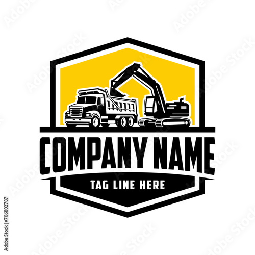 Exavator, Truck company  logo vector image