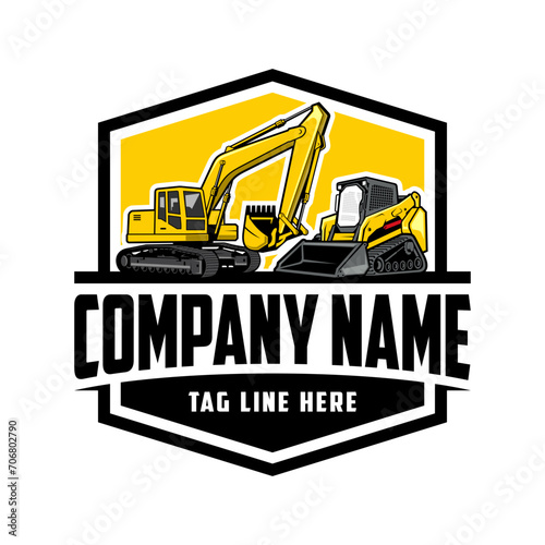 excavator, Skid steer loader company  logo vector image	