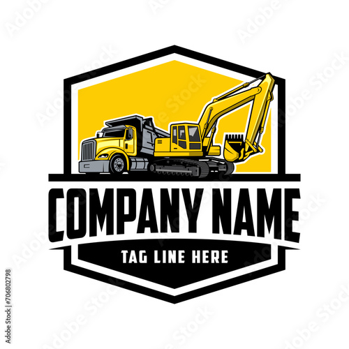 Truck  Exavator company  logo vector image