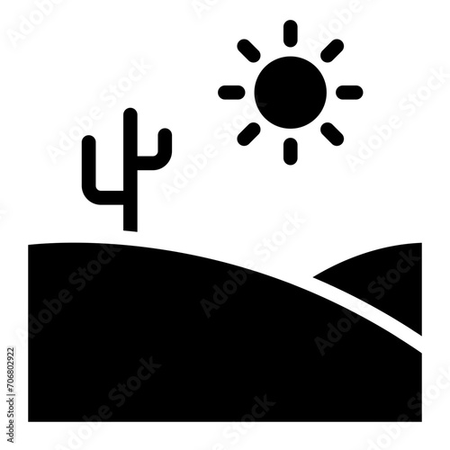 Desert sand dunes vector line icon