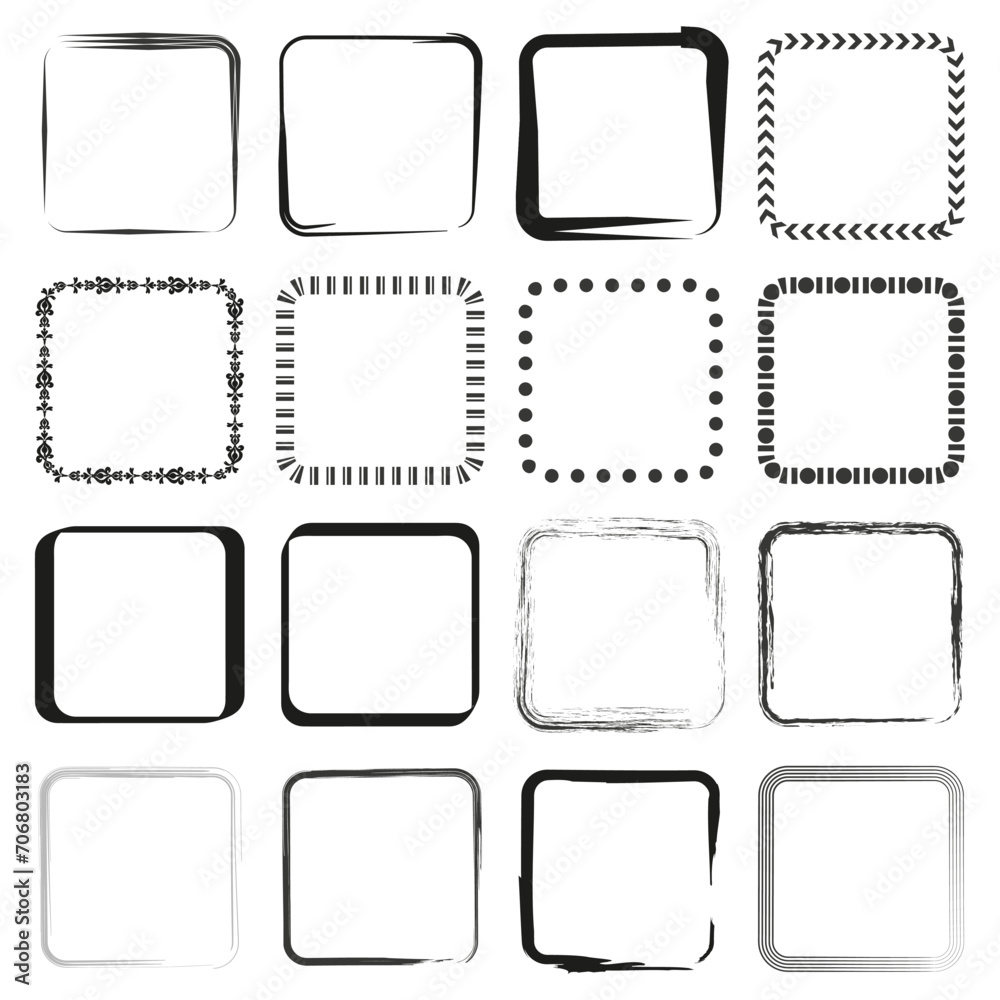Hand drawn rectangular frames. Square frames set. Vector illustration. EPS 10. Hand drawn rectangular frames. Square frames set. Vector illustration. EPS 10.