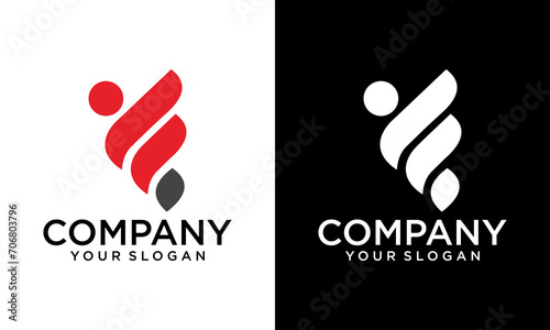 Letter f with people activity abstract logo design