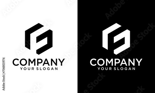 Creative Monogram Letter GF FG Hexagon Logo Design.