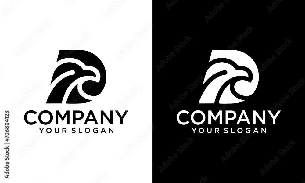 Creative letter D eagle head logo, Letter D Eagle Head logo, eagle logo ...