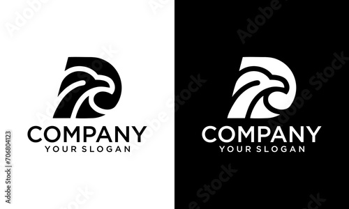 Creative letter D eagle head logo, Letter D Eagle Head logo, eagle logo with simple design illustration, letter d logo and bird icon