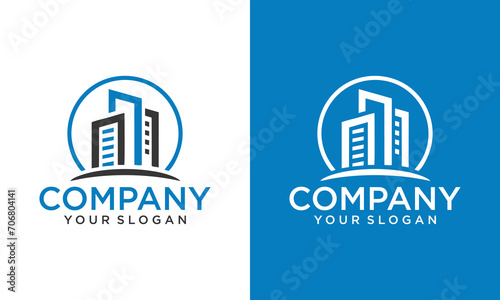 Creative Building logo for construction company, printing with modern concept Premium Vector. Real Estate Logo, house logo and building logo icon. design template vector illustration