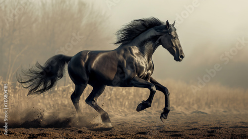Black horse running © Awais