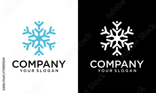 ice snowflakes geometric technology Logo Design Concept