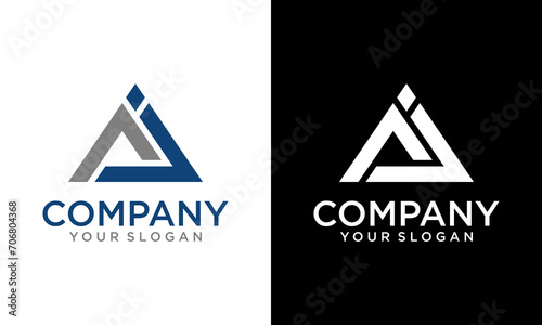 Creative modern Triangle letter AJ logo design vector. Abstract letter AJ infinity shape black illustration