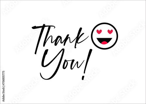Thank you handwritten calligraphy with smiley face