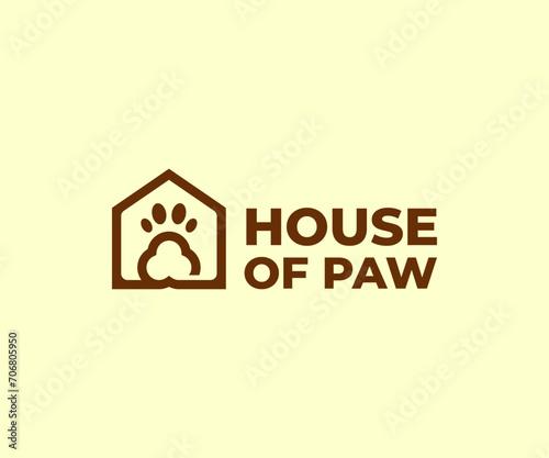 Modern and minimalist house of paw logo design.