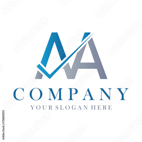 AA Letter Logo Design Template Vector. Creative initials letter AA logo concept. © Rabin